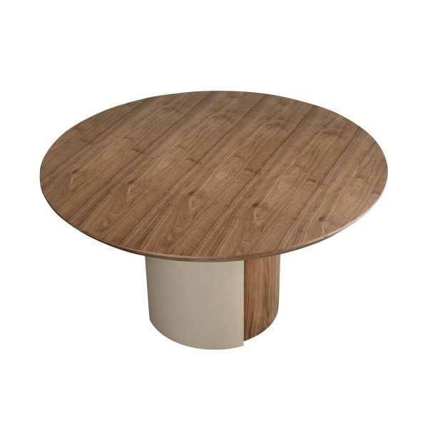 Круглый обеденный стол 1163 из ореха и стали песочного цвета от интернет-магазина IDODOM.RU