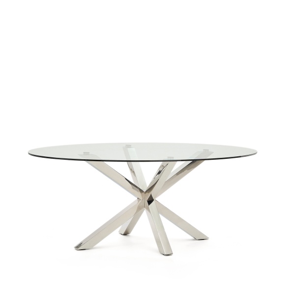 Овальный стол ARYA Argo из матового черного стекла и нержавеющей стали 200x100 от интернет-магазина IDODOM.RU