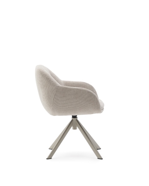 Dorina Вращающееся кресло из бежевого шенилла и стальными бежевыми ножками от интернет-магазина IDODOM.RU