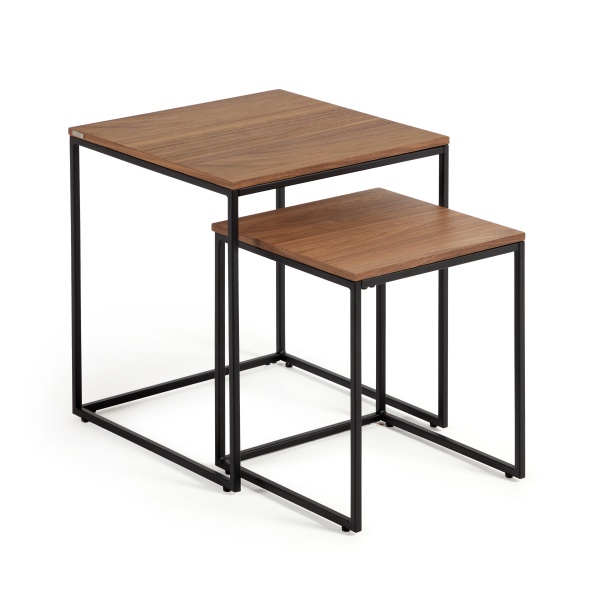 Yoana Набор из 2 приставных столиков из орехового шпона и черного металла от интернет-магазина IDODOM.RU