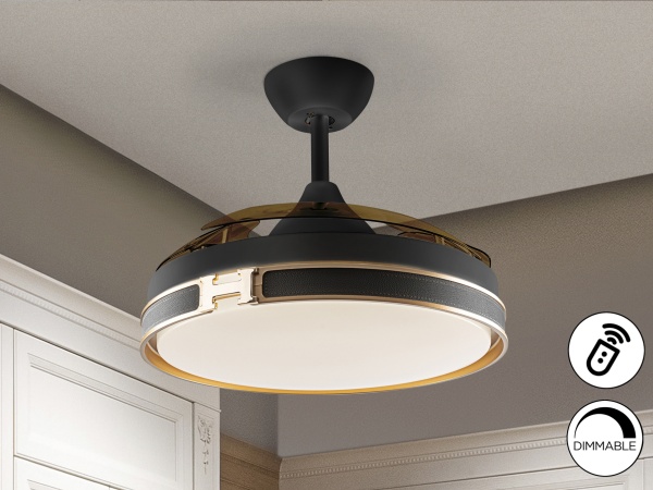 Потолочный вентилятор с освещением Heron DIMABLE черный/золотой от интернет-магазина IDODOM.RU