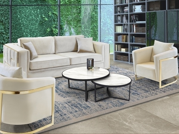 Набор столиков Naira из меламина с отделкой белый мрамор от интернет-магазина IDODOM.RU