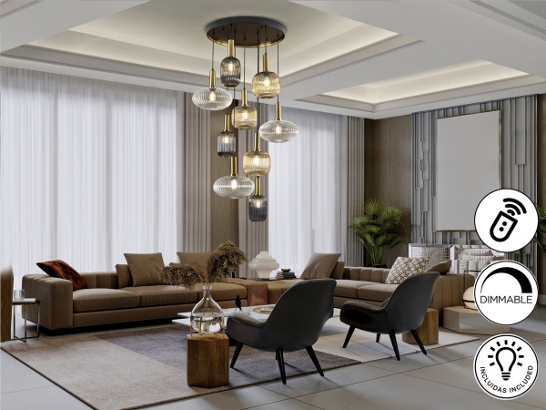 Люстра Norma 9L черный/латунь DIM от интернет-магазина IDODOM.RU