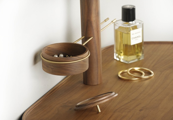 Туалетный столик с пуфом Momentos орех / розовый бархат от интернет-магазина IDODOM.RU