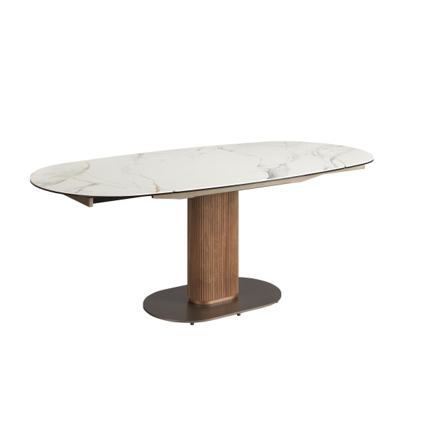 Раздвижной обеденный стол 1165 из ореха и белой керамики от интернет-магазина IDODOM.RU