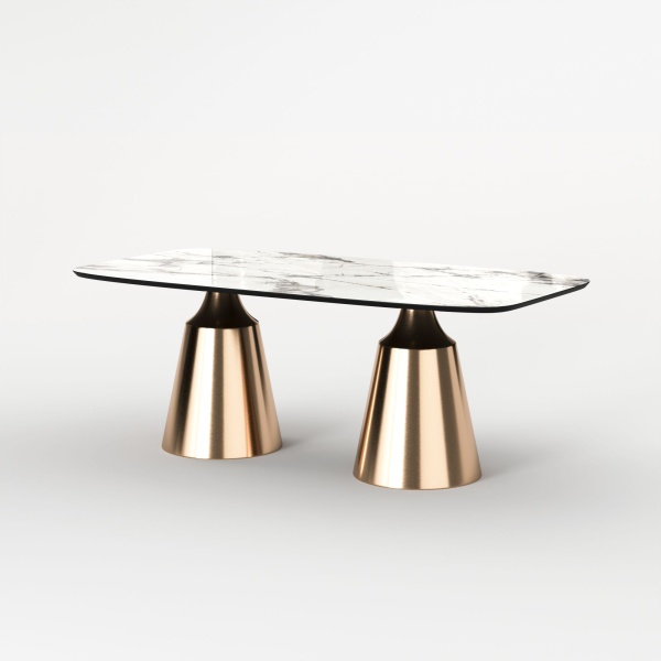 Стол овальный Lucas 200, керамика глянцевая, белая от интернет-магазина IDODOM.RU