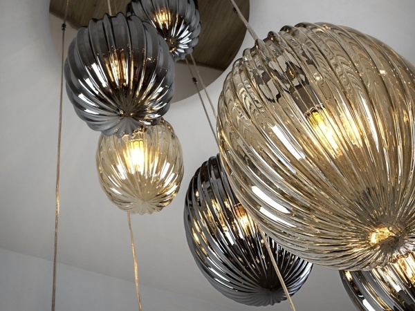 Подвесной светильник Ovila дымчатый/янтарный 9L от интернет-магазина IDODOM.RU