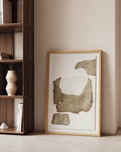 Torroella Абстрактная картина в белом и коричневом цвете 60 x 90 см от интернет-магазина IDODOM.RU