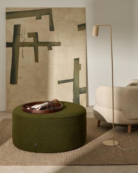 Чехол на пуф Kaeli из зеленого букле Ø 90 см от интернет-магазина IDODOM.RU