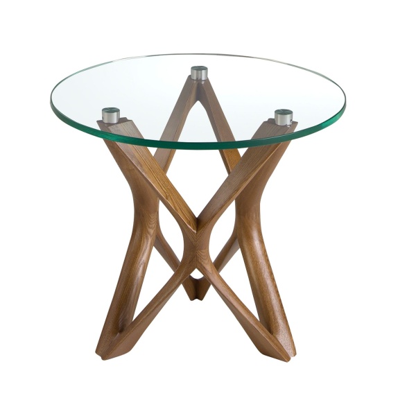 Круглый приставной столик 2127/LT17192 из закаленного стекла и ореха от интернет-магазина IDODOM.RU