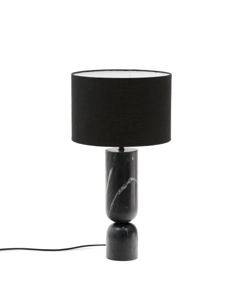 Настольная лампа Vex из черного мрамора с черным льняным абажуром от интернет-магазина IDODOM.RU