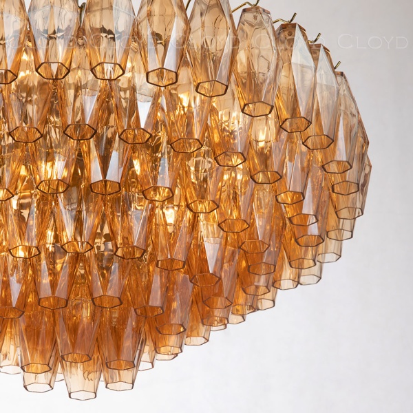 Люстра Cloyd CALCUTTA C12 / Ø80 см - латунь - янтарн.стекло (арт.11685) от интернет-магазина IDODOM.RU