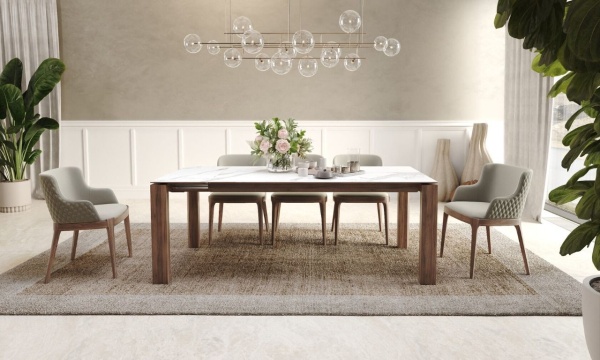 Стол раскладной Aron (200+40), керамика матовая белая от интернет-магазина IDODOM.RU