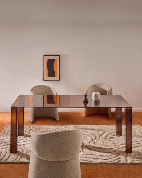 Стол Adularia из коричневого закаленного стекла 200 x 100 см от интернет-магазина IDODOM.RU