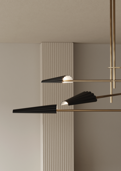 Люстра Bion 6L золотая с черными абажурами от интернет-магазина IDODOM.RU