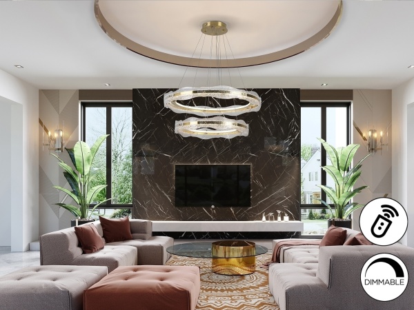 Люстра Lira 2 кольца золотая DIM от интернет-магазина IDODOM.RU