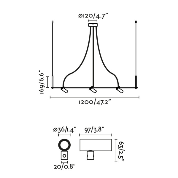 CLAP Белый линейный подвесной светильник 3x6 Вт 3000К 38º от интернет-магазина IDODOM.RU