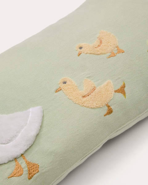 Чехол на подушку Milu из зеленого хлопка с вышивкой в виде гуся, 30 x 50 см от интернет-магазина IDODOM.RU