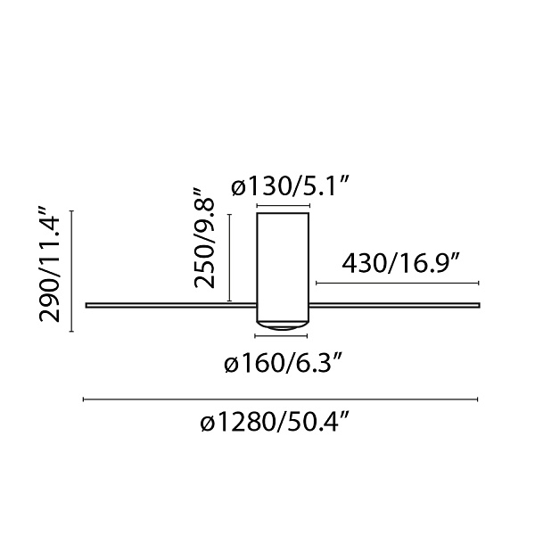 Потолочный вентилятор Mini Tube Fan LED мат. белый/прозрачный 128 см от интернет-магазина IDODOM.RU
