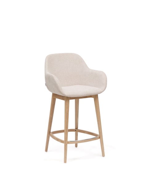 Полубарный стул Konna бежевого цвета с ножками из массива ясеня в светлой отделке, 65 см от интернет-магазина IDODOM.RU