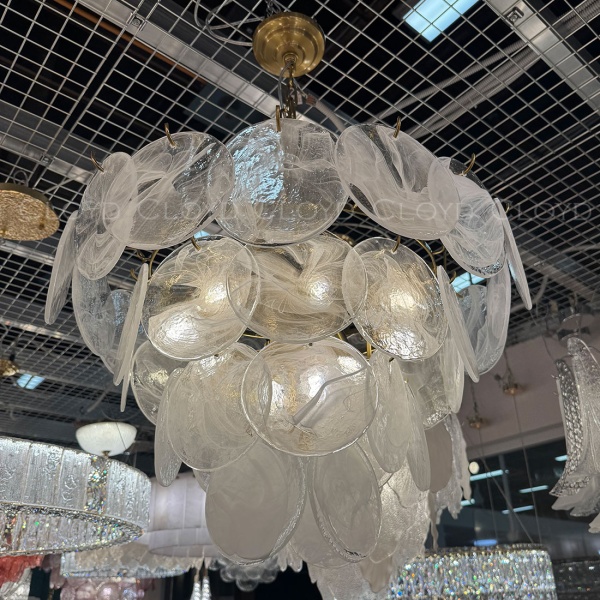 Люстра Cloyd LINZE-B C13 / Ø60 см - латунь - белое стекло (арт.11674) от интернет-магазина IDODOM.RU