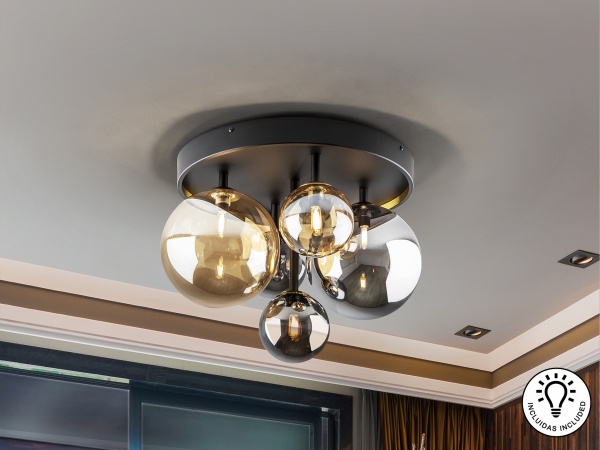 Потолочный светильник Dark 5L черно-латунный от интернет-магазина IDODOM.RU