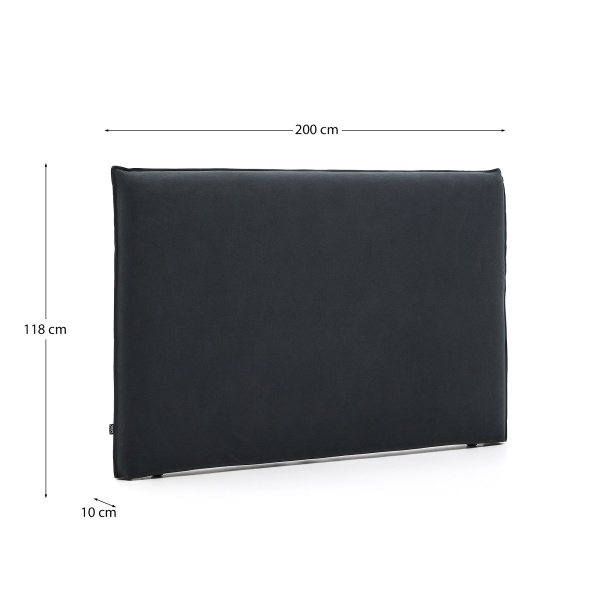 Изголовье кровати Jaira из льна и хлопка антрацитового цвета со съемным чехлом для кровати 180 см от интернет-магазина IDODOM.RU