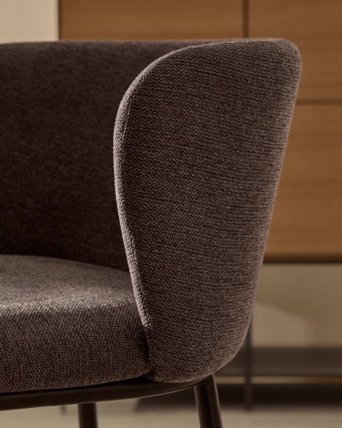 Ciselia Барный стул из темно-серой синели и черной стали 75 см от интернет-магазина IDODOM.RU