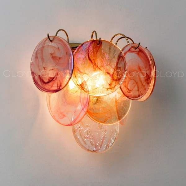 Бра Cloyd LINZE-B W2 / выс. 32 см - латунь - розов.стекло (арт.20481) от интернет-магазина IDODOM.RU