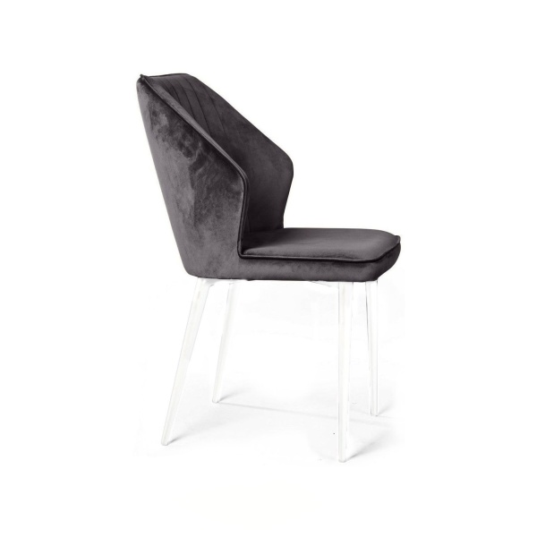 Стул Berg, бархат  светло-серый 26 / белый конус от интернет-магазина IDODOM.RU