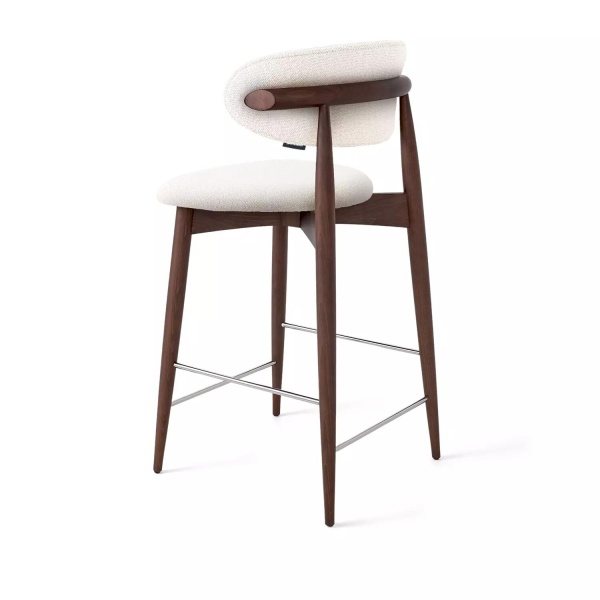 Стул полубарный Paolo, бук натуральный (тонированный коричневым лаком), ткань, белый от интернет-магазина IDODOM.RU