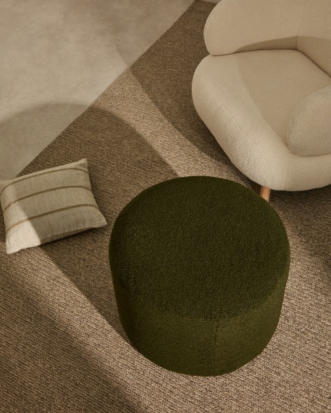 Чехол на пуф Kaeli из зеленого букле Ø 43 см от интернет-магазина IDODOM.RU