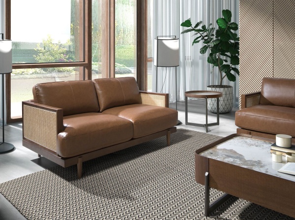 Диван 2-х местный 6176/KF8031-2P-M2731 из коричневой кожи от интернет-магазина IDODOM.RU