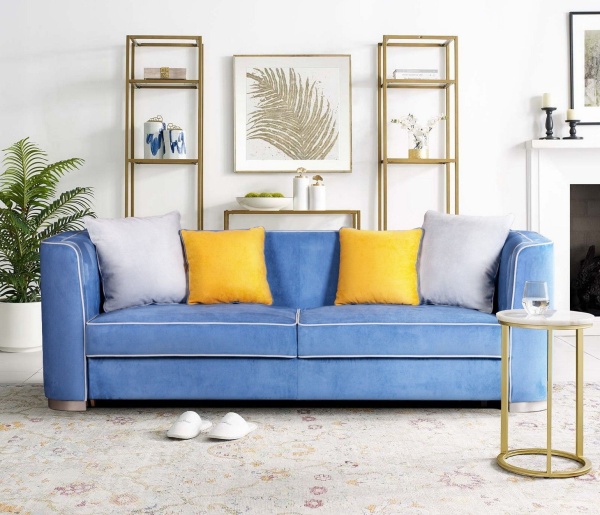 Komo диван-кровать трехместный, велюр синий от интернет-магазина IDODOM.RU