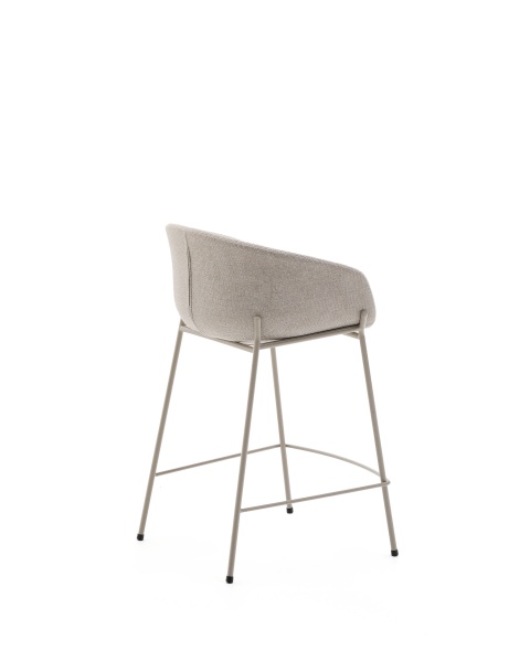 Полубарный стул Yvette из бежевого шенилла с бежевыми стальными ножками 65 см от интернет-магазина IDODOM.RU