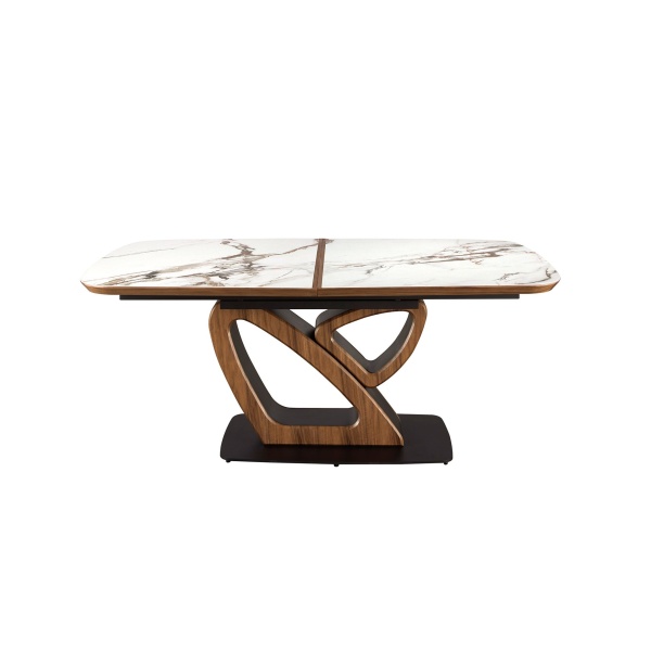 Раздвижной обеденный стол 1161 из керамики с мраморной отделкой и ореха от интернет-магазина IDODOM.RU