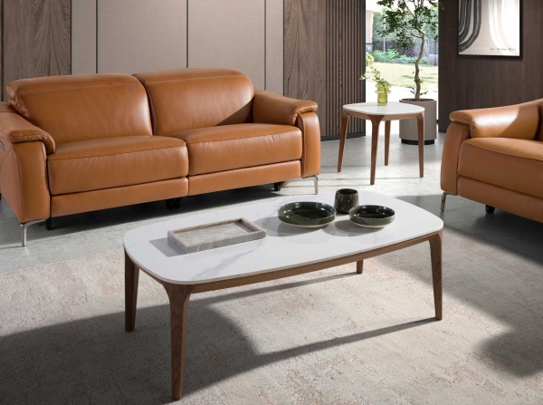 Овальный столик 2132/CT933 из керамики и ореха от интернет-магазина IDODOM.RU