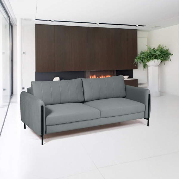 Barcelona диван-кровать трехместный прямой, велюр серый от интернет-магазина IDODOM.RU