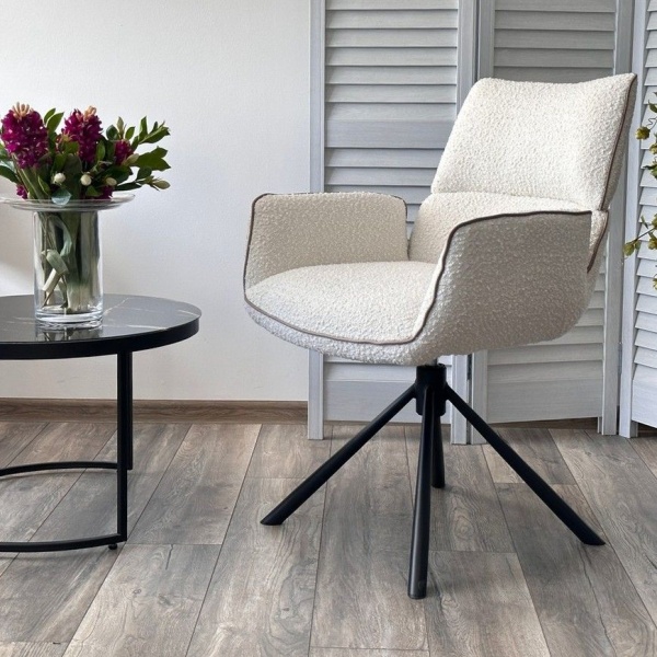 Стул Vilt букле белый, поворотно-возвратный механизм 360 градусов от интернет-магазина IDODOM.RU