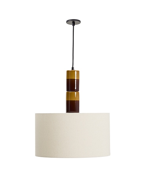 Подвесной светильник Mavran из коричневой керамики с хлопковым абажуром от интернет-магазина IDODOM.RU