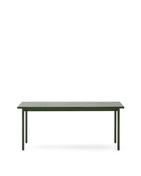 Уличный стол Maurina из оцинкованной стали зелёного цвета с зелёной керамическо плиткой 223 x 101 см от интернет-магазина IDODOM.RU