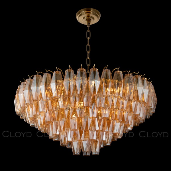Люстра Cloyd CALCUTTA C12 / Ø80 см - латунь - янтарн.стекло (арт.11685) от интернет-магазина IDODOM.RU