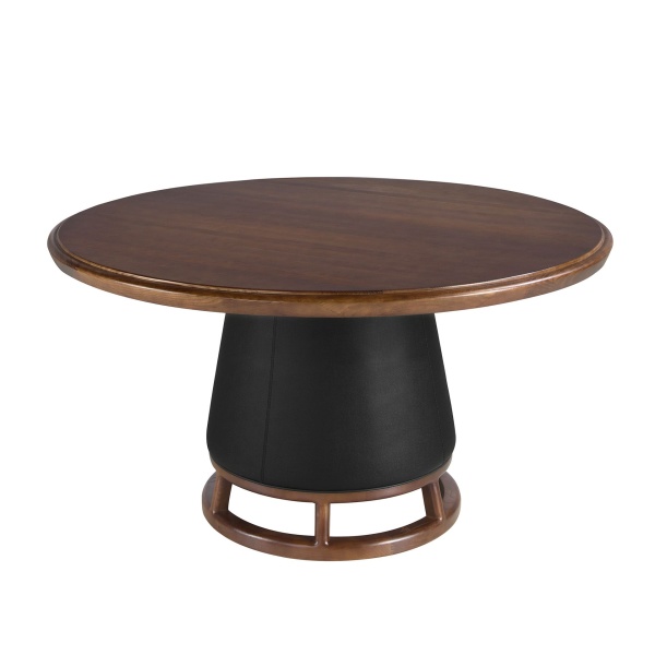 Круглый обеденный стол 1168 из темного ореха и обивкой из экокожи от интернет-магазина IDODOM.RU