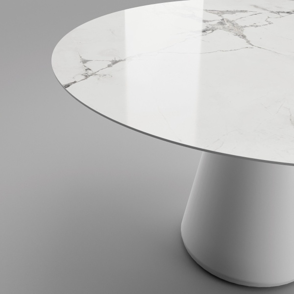 Стол круглый Ikon 120, керамика глянцевая, белая от интернет-магазина IDODOM.RU