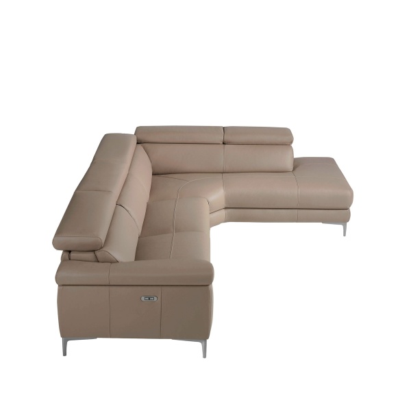 Угловой диван с реклайнером 5320-R /6043 кожаный бежевый от интернет-магазина IDODOM.RU