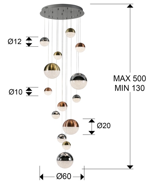 Подвесной светильник Sphere 14L LED Ø60 X500Н DIM от интернет-магазина IDODOM.RU