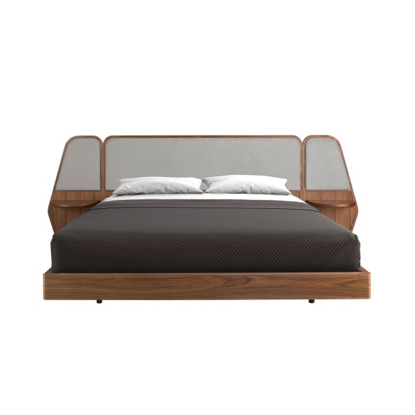 Кровать 7175 из ореха и серой ткани для матраса 180x200 см от интернет-магазина IDODOM.RU