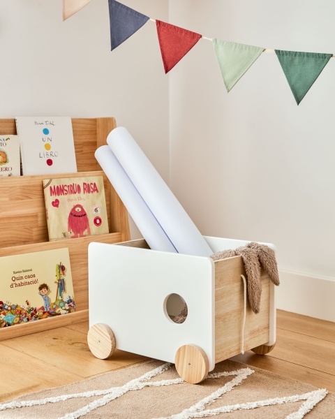 Тележка для хранения Bianina из массива натуральной сосны FSC и белого МДФ от интернет-магазина IDODOM.RU