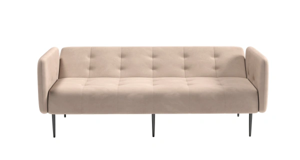 Monaco диван-кровать прямой с подлокотниками, трехместный, велюр бежевый Velutto 06 от интернет-магазина IDODOM.RU