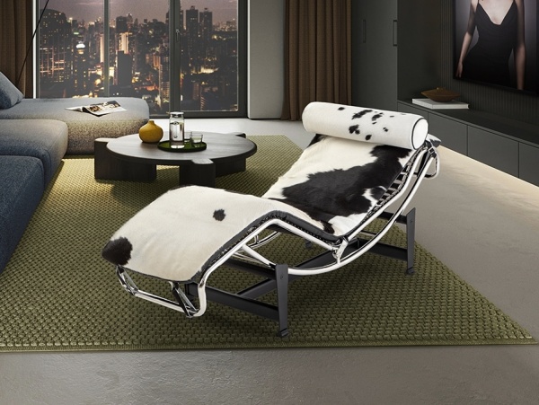 Leco Шезлонг из коровьей кожи черный/белый от интернет-магазина IDODOM.RU